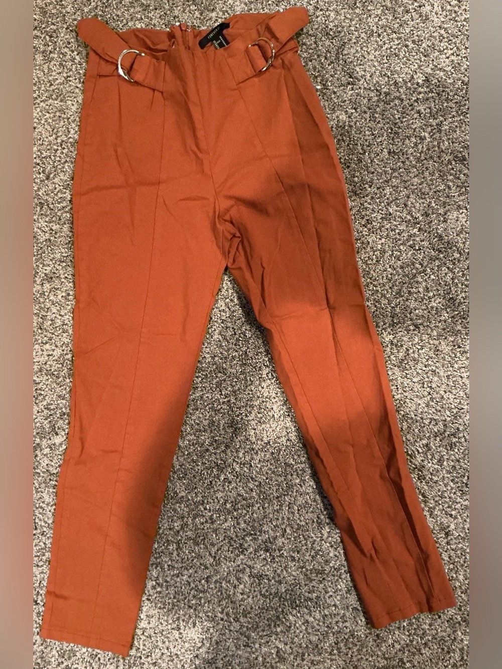 Forever 21 Rust Orange Paperbag Waist Ankle Pants